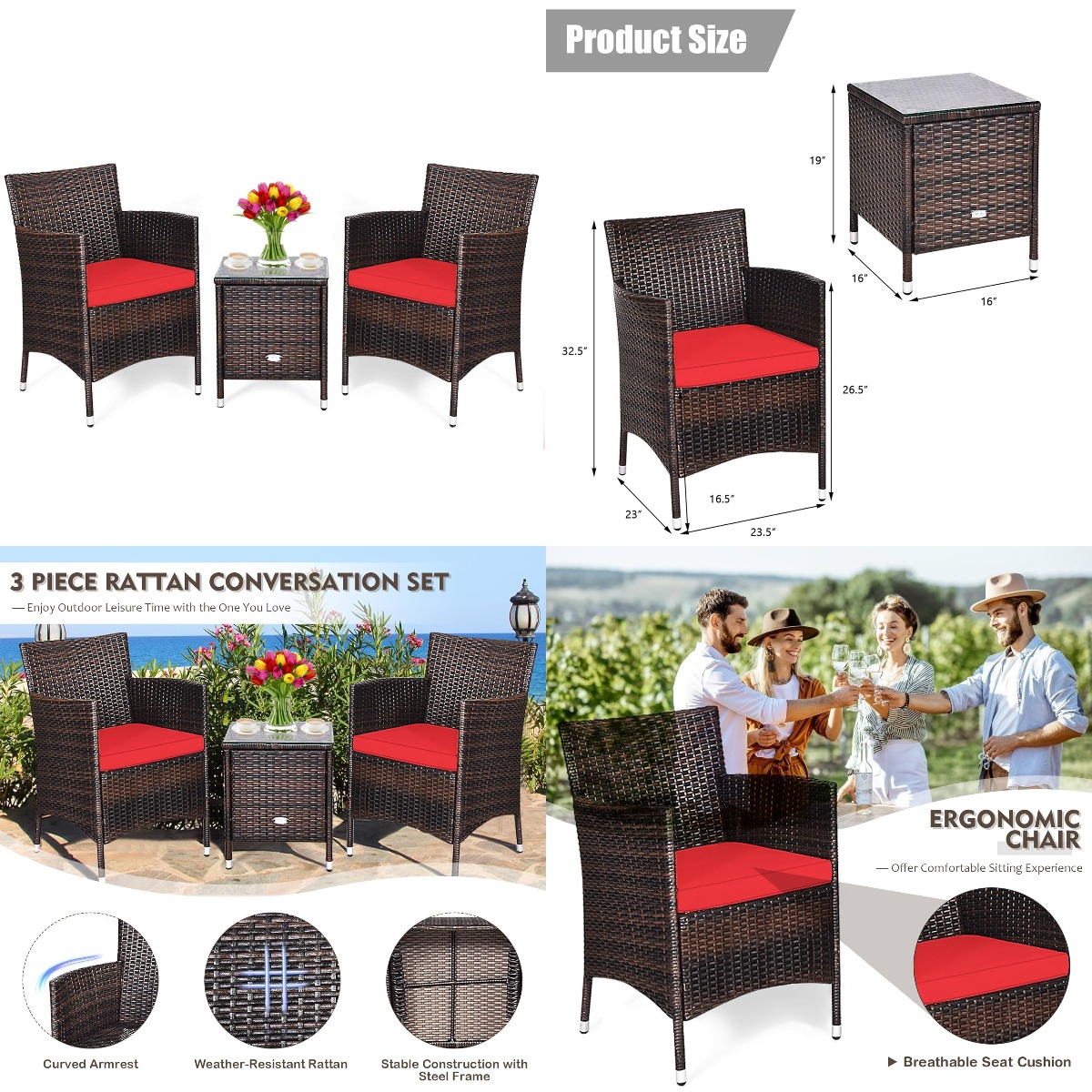 Outdoor Furniture On Sale - 3 Piece Wicker Patio Furniture Set