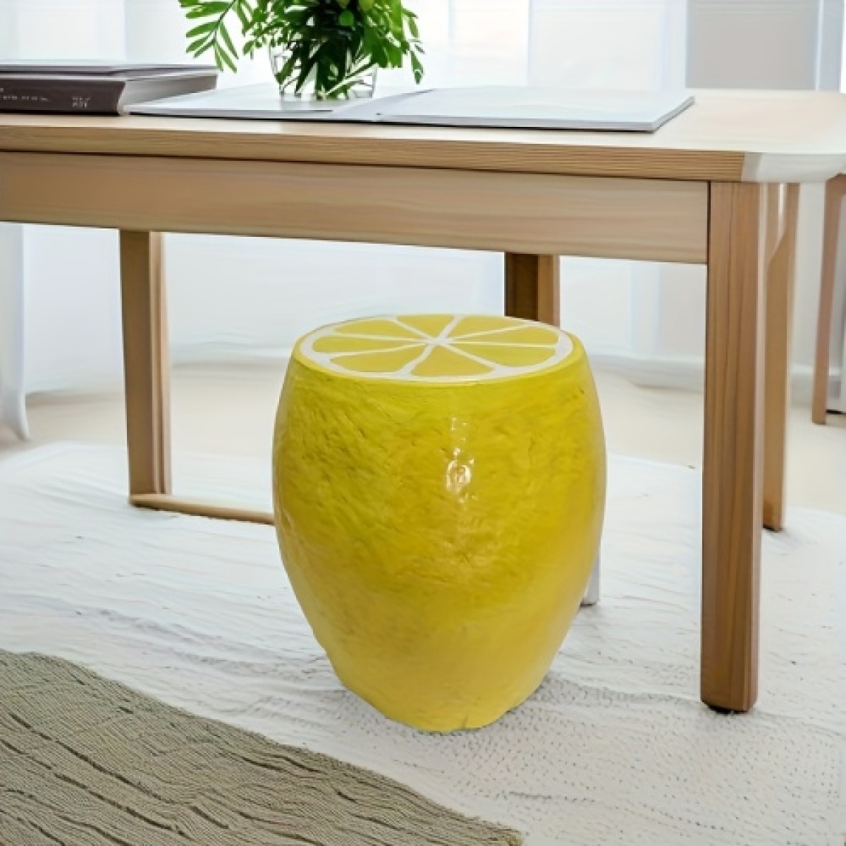 Outdoor Furniture Yellow - Yellow Lemon Fruit Stool, 14