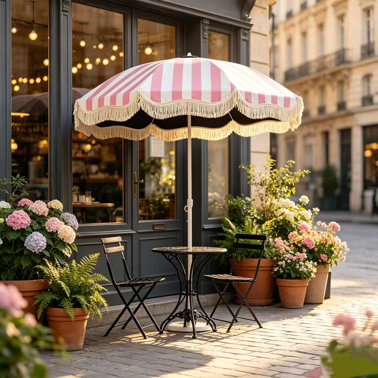 Outdoor Furniture Yellow - 1‑Pack Decorative Tassel Beach Umbrella, Pink