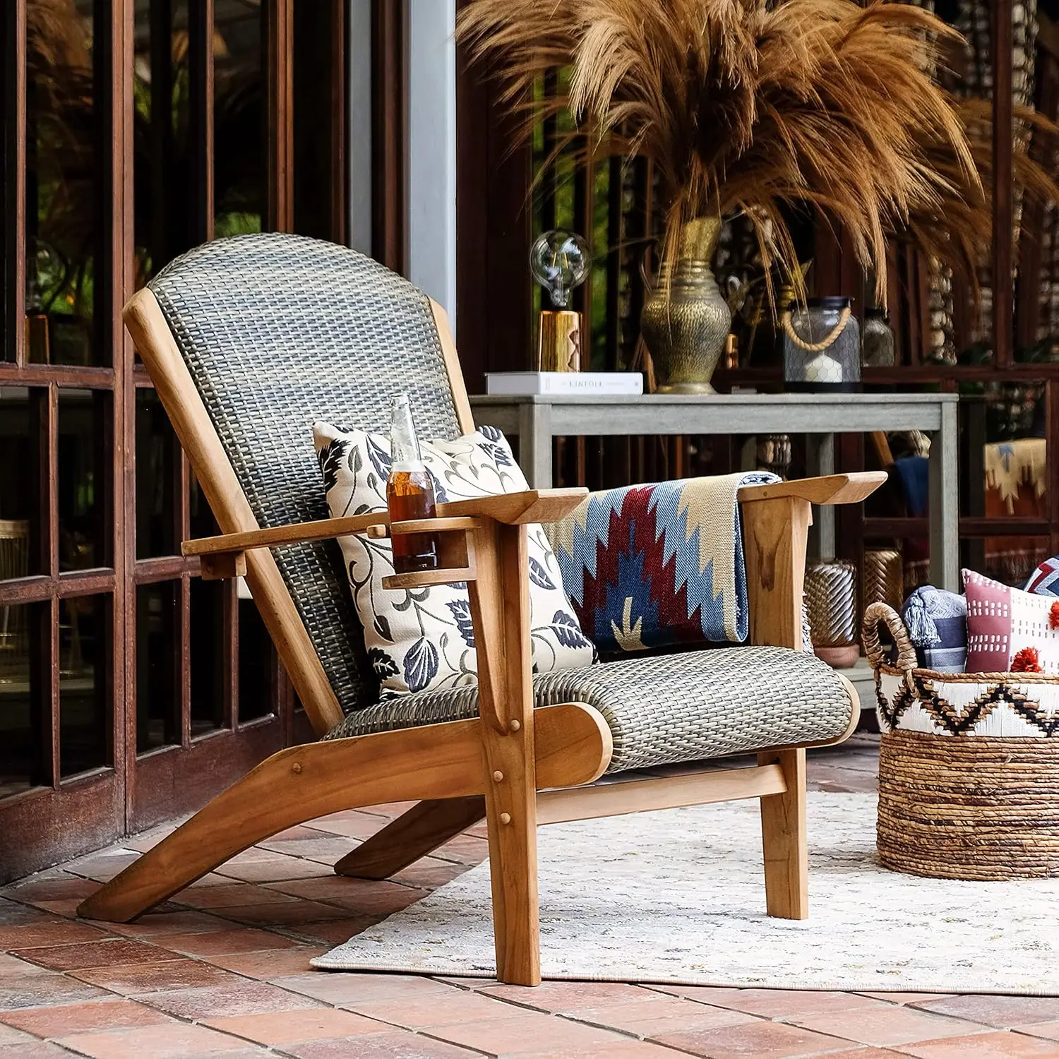 Adirondack Chair Wood - Auburn Padded Upholstered Outdoor Adirondack Chair,