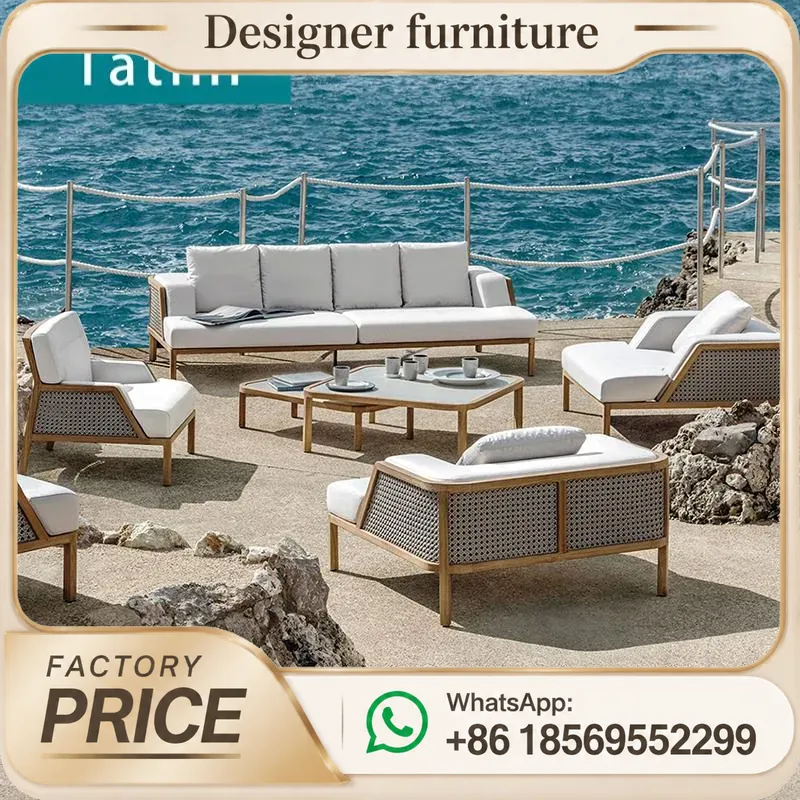 Outdoor Furniture Teak - Outdoor Teak Sofa Set Waterproof Rope