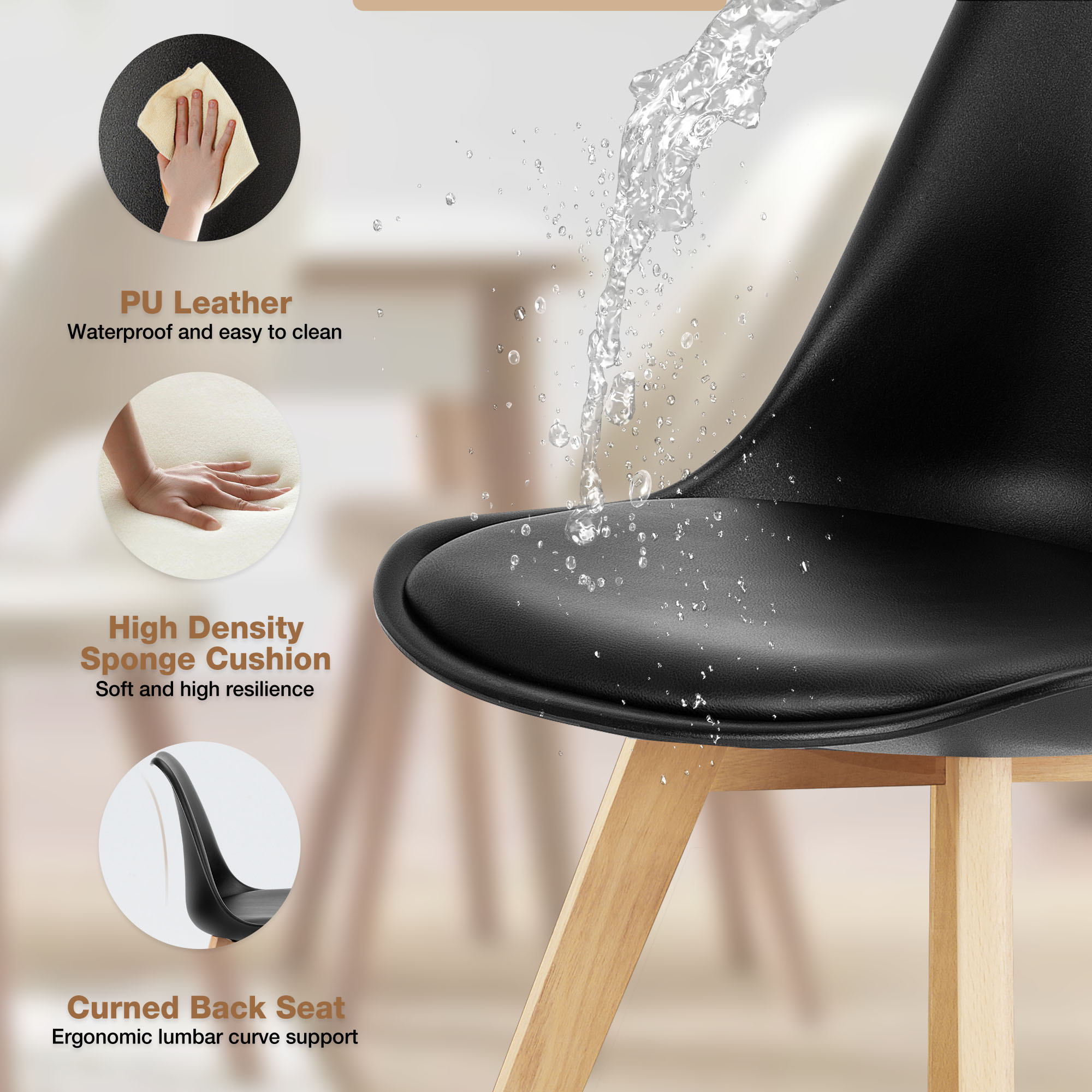 JHK PU Leather Dining Chairs S - Adirondack Chair Wood 评论和价格