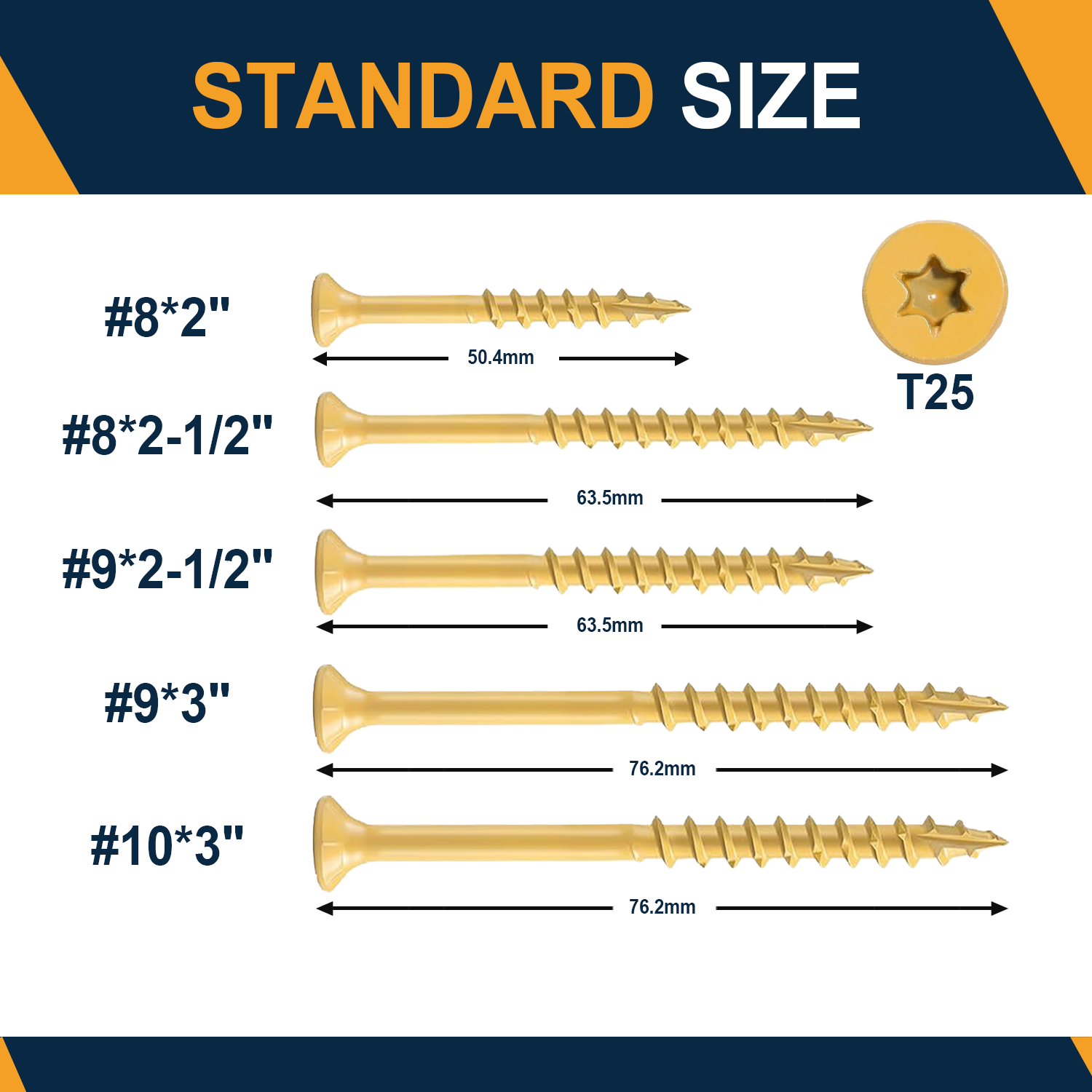 VKKM Wood Screws #8 X 2 Inch 4 - Outdoor Furniture Yellow 评论和价格