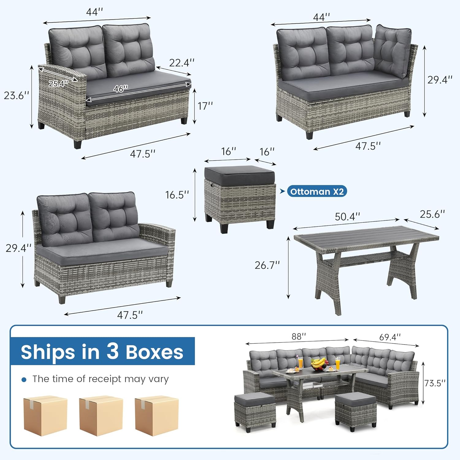 6 Piece Patio Furniture Set, D - Outdoor Furniture Sale 评论和价格