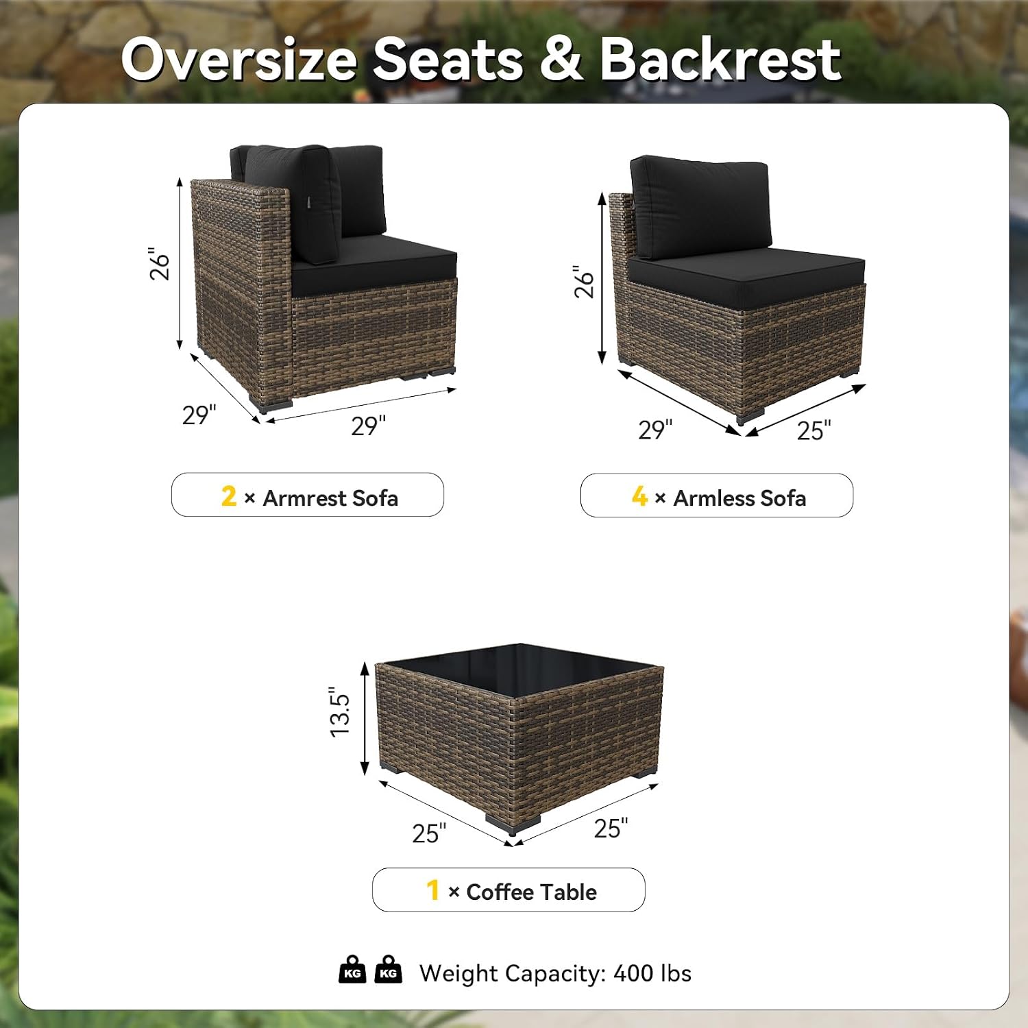 7-Piece Wicker Patio Furniture - Outdoor Furniture Yellow 评论和价格