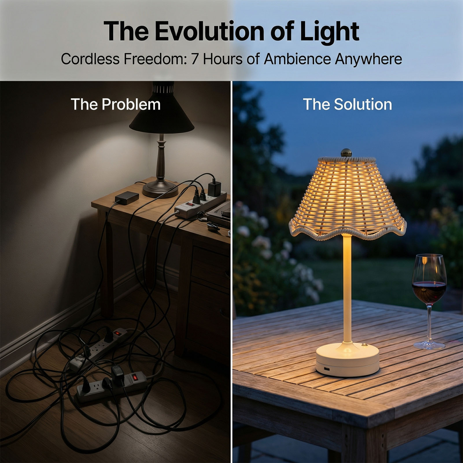 LED Vintage Rattan Table Lamp  - Outdoor Furniture Sale 评论和价格