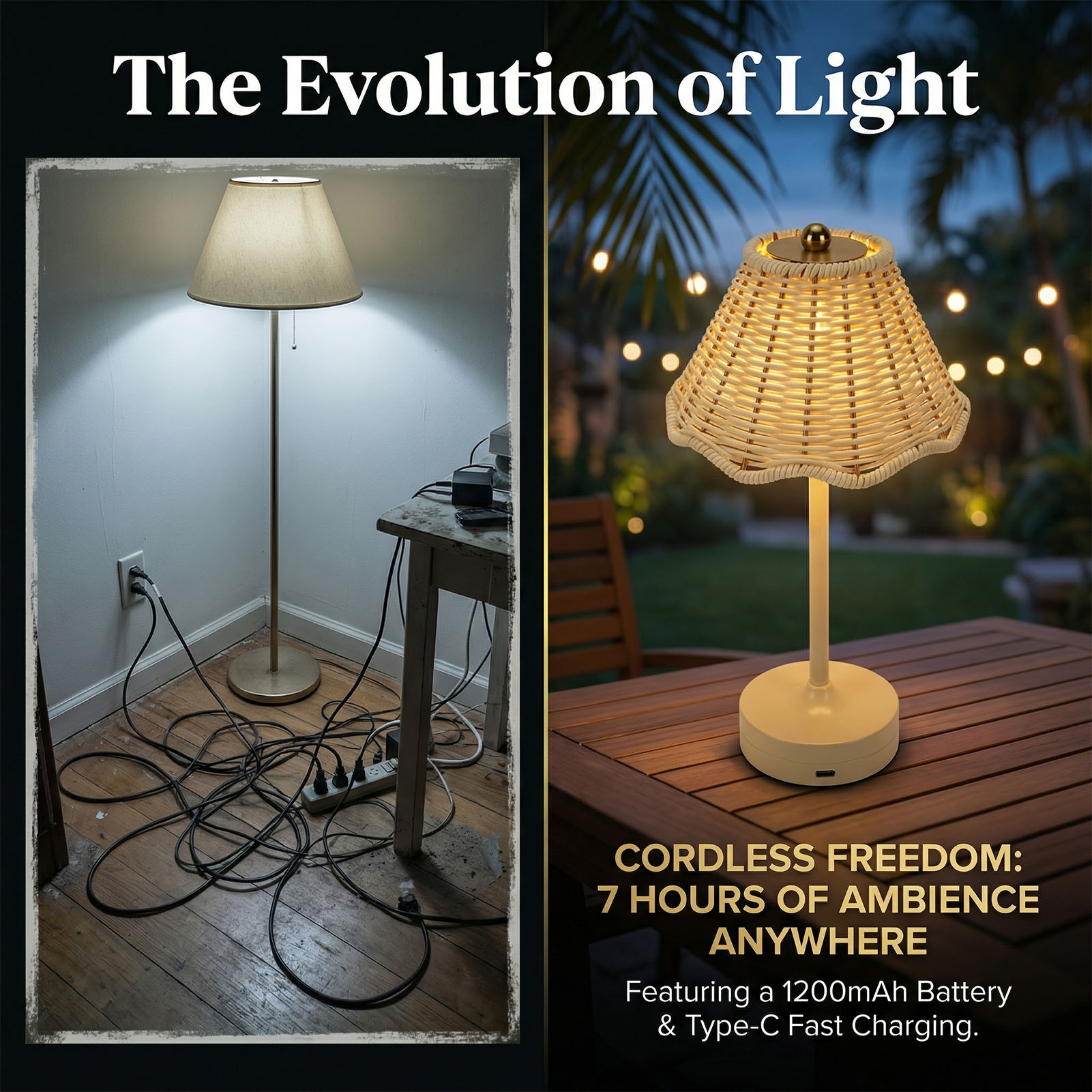 LED Vintage Rattan Table Lamp  - Outdoor Furniture Sale 评论和价格