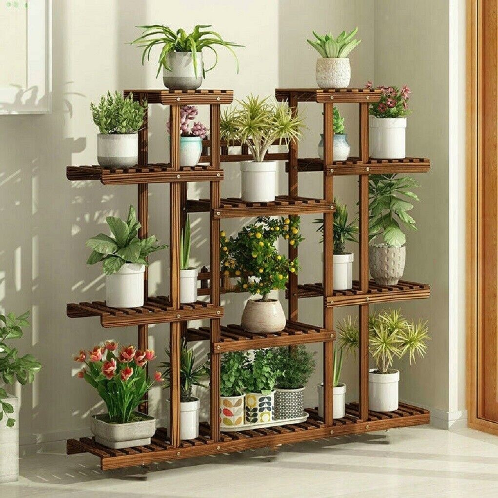 Wooden Plant Shelf Flower Pot  - Outdoor Furniture On Sale 评论和价格