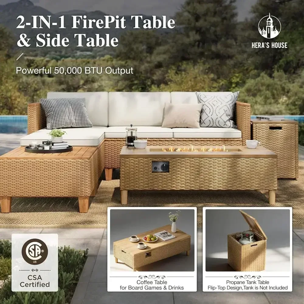 4-Seat Outdoor Wicker Sectiona - Outdoor Furniture Yellow 评论和价格
