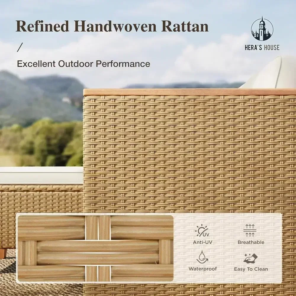 4-Seat Outdoor Wicker Sectiona - Outdoor Furniture Yellow 评论和价格