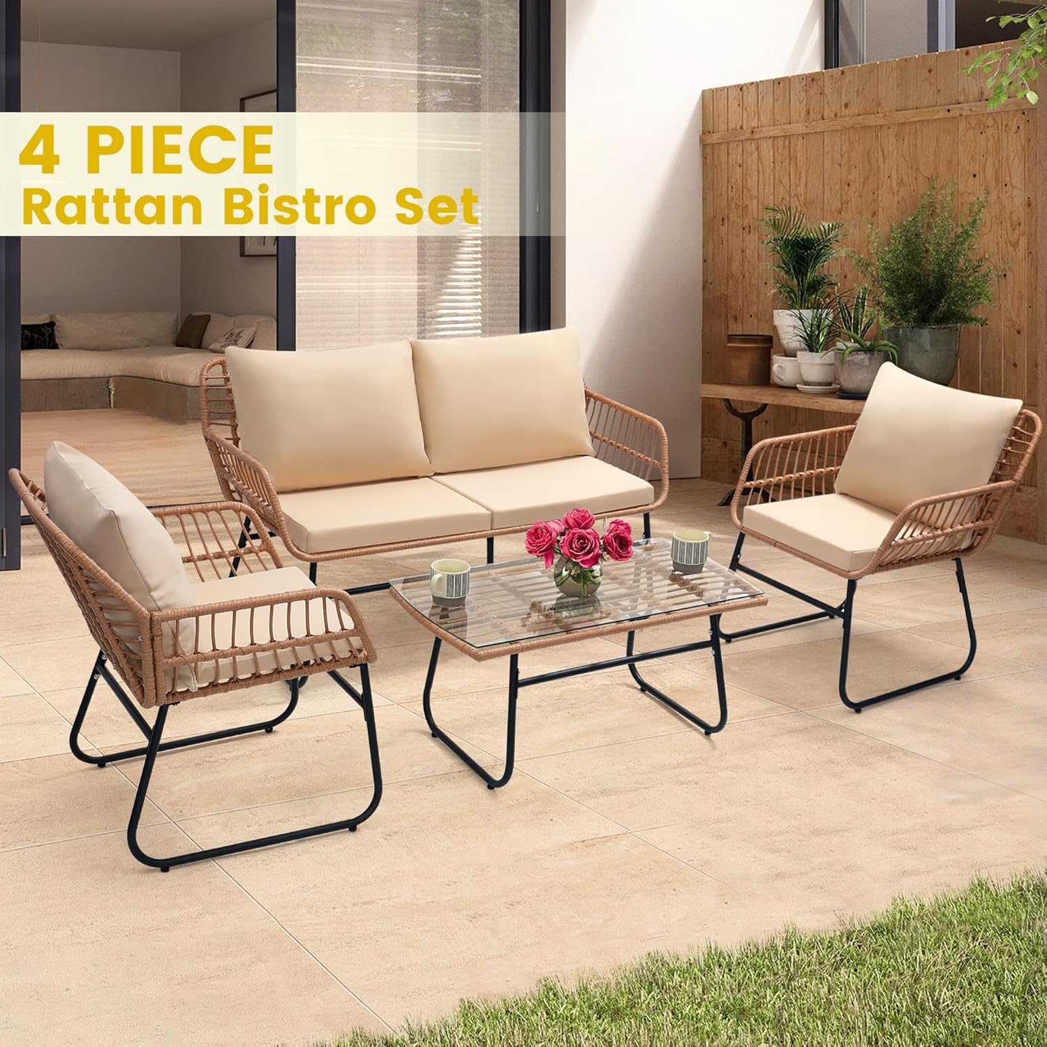 4 Piece Patio Bistro Outdoor F - Outdoor Furniture On Sale 评论和价格