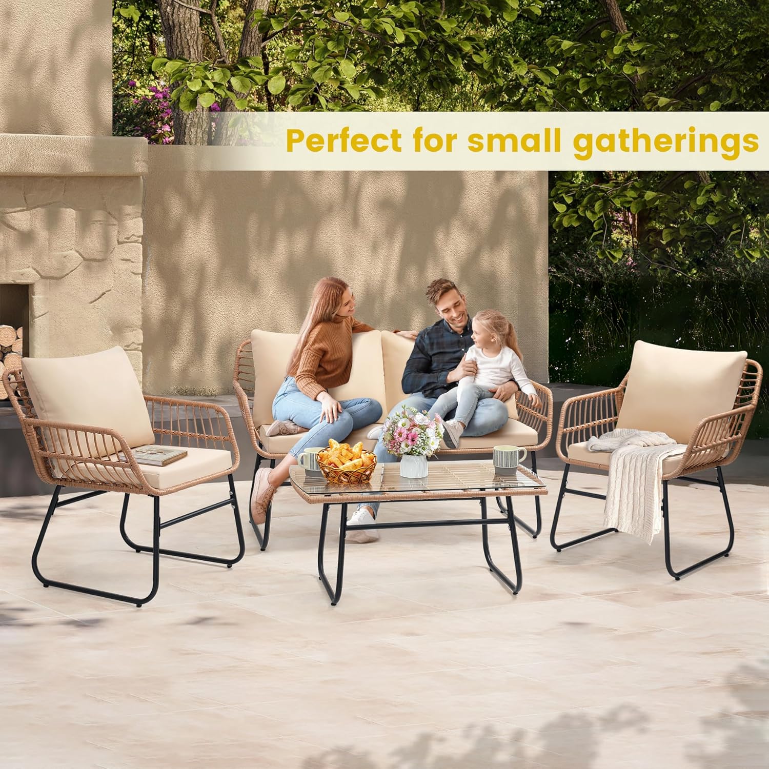 4 Piece Patio Bistro Outdoor F - Outdoor Furniture On Sale 评论和价格