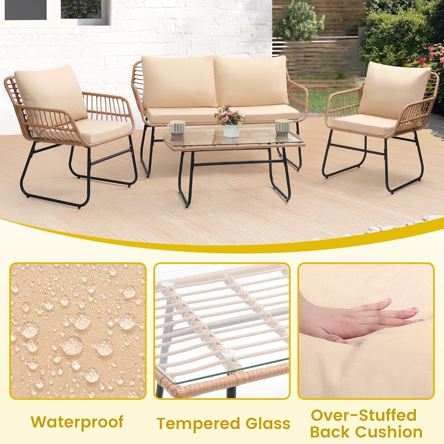 4 Piece Patio Bistro Outdoor F - Outdoor Furniture On Sale 评论和价格