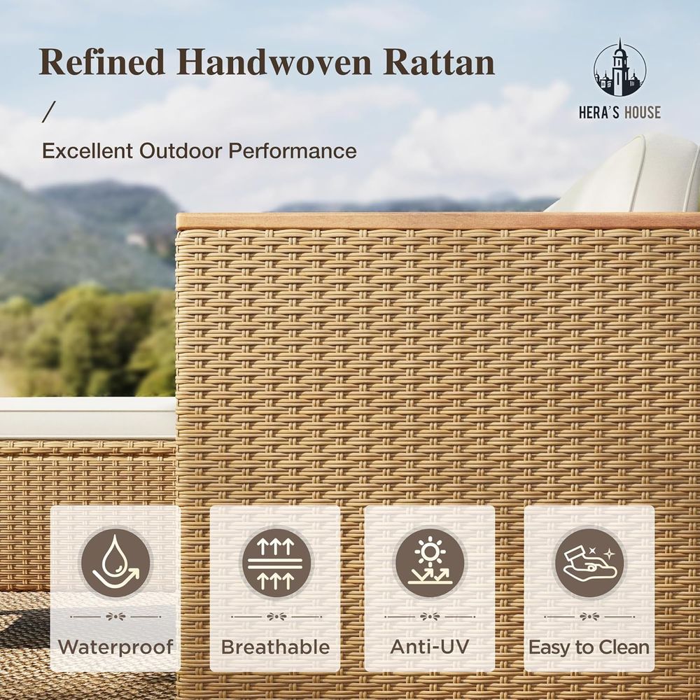 3-Piece Wicker Outdoor Section - Outdoor Furniture Yellow 评论和价格