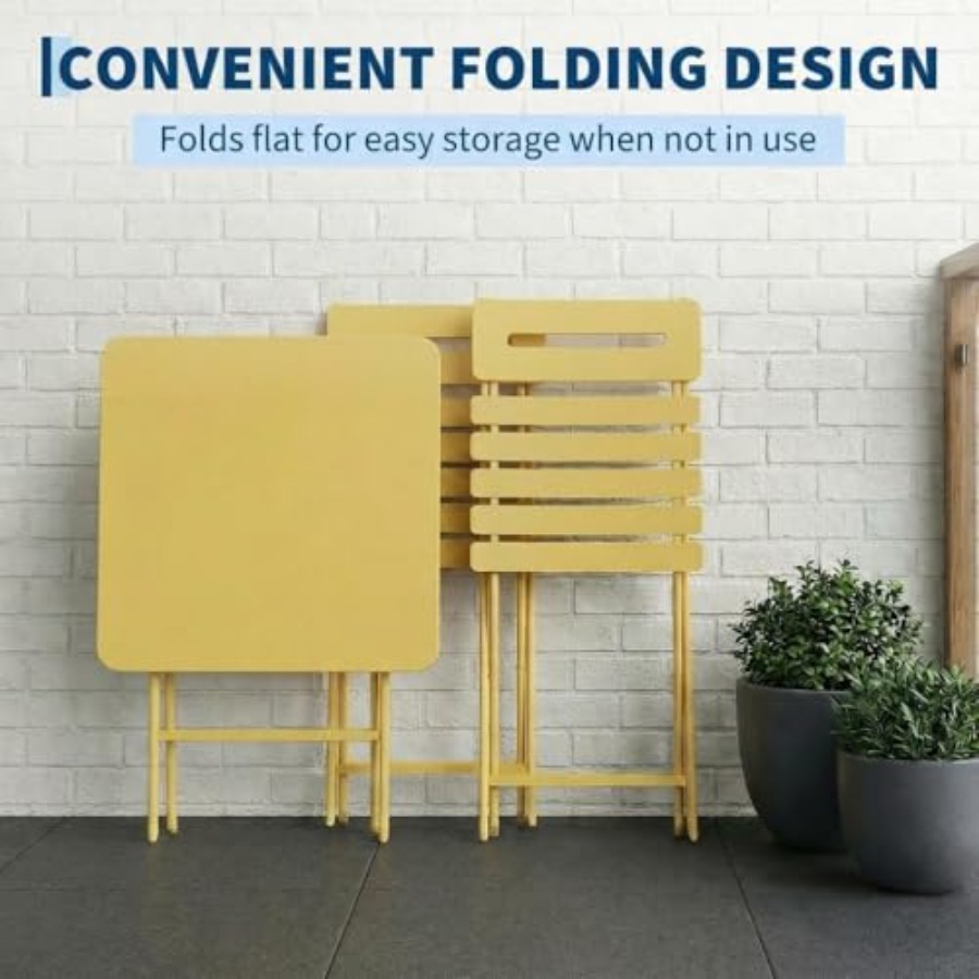 3-Piece Bistro Set for Patio G - Outdoor Furniture Yellow 评论和价格