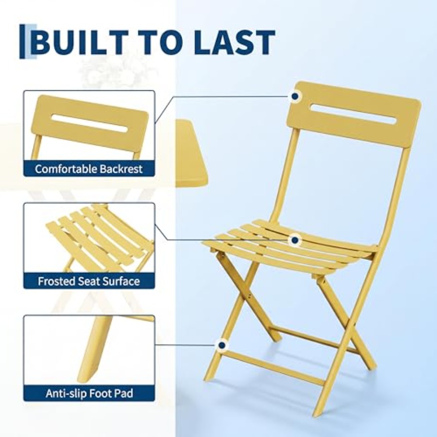 3-Piece Bistro Set for Patio G - Outdoor Furniture Yellow 评论和价格