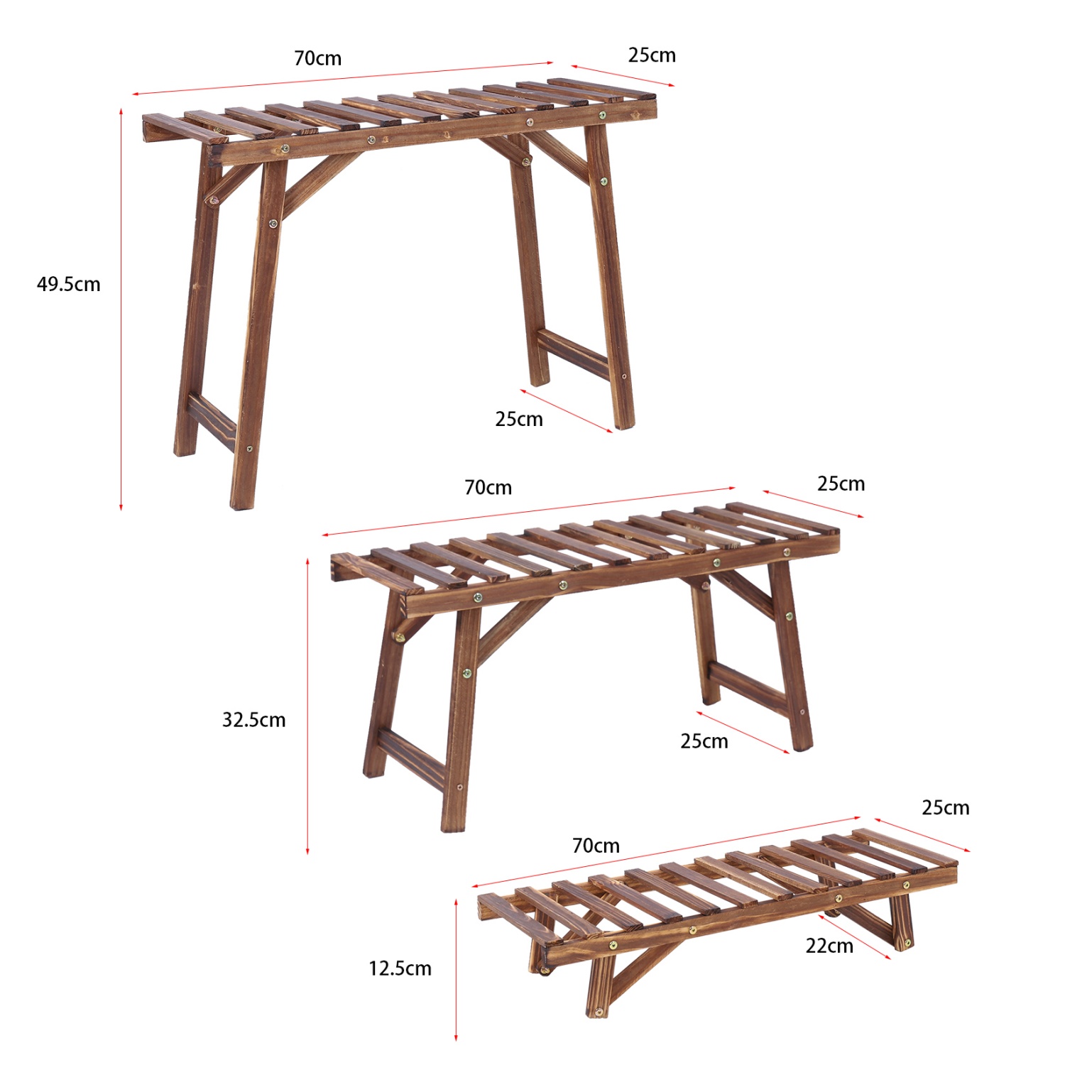 3 Tier Ladder Shelf Wood Plant - Outdoor Furniture On Sale 评论和价格