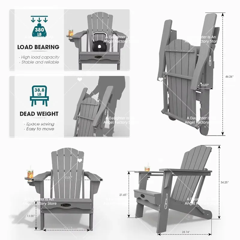 Set of 2 Folding Adirondack Ch - Adirondack Chair Wood 评论和价格